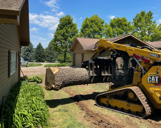 skid steer hauling long log